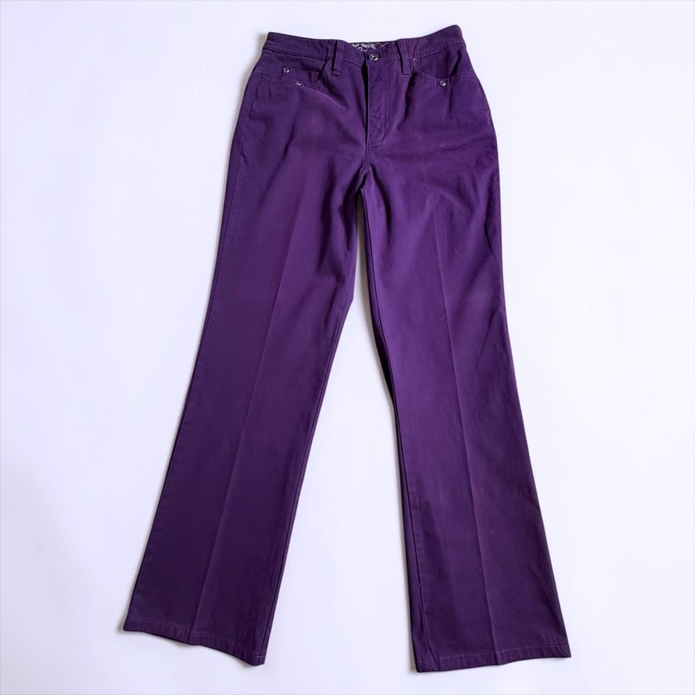 FDJ‎ French Dressing Peggy Bootcut Pants Purple High Rise Stretch Size 8 6087225